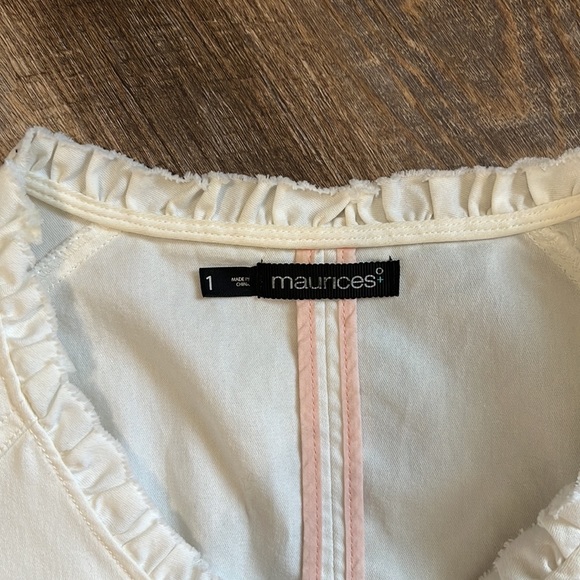 Maurices Cream Lace Inset Moto Jacket with Crisscross Design Size 1 - Picture 2 of 4